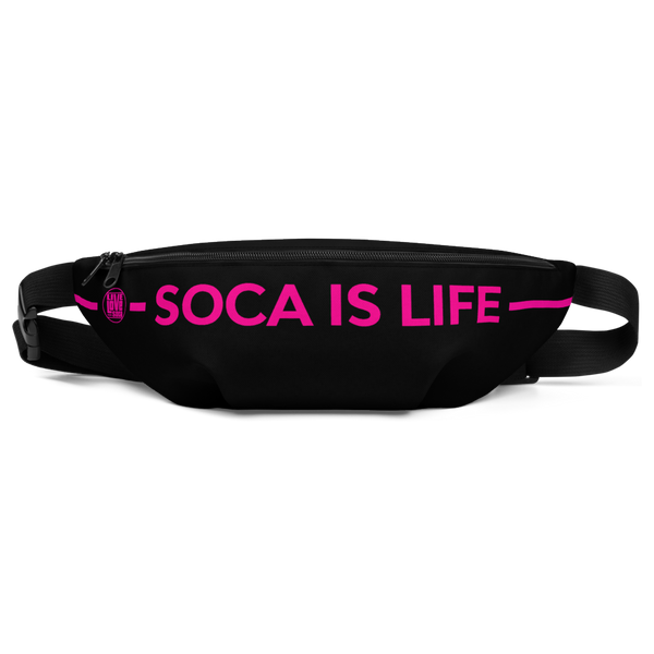Soca Is Life Black- Pink Waist Bag - Live Love Soca Clothing & Accessories