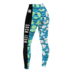 Endless Summer 22 - Soca Icon Blue Wild Cat Tiger Leopard Cross Womens Leggings