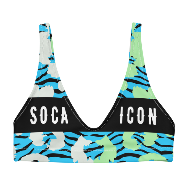 Endless Summer 22 - Soca Icon Blue Wild Cat Tiger Leopard Cross Womens Bralette