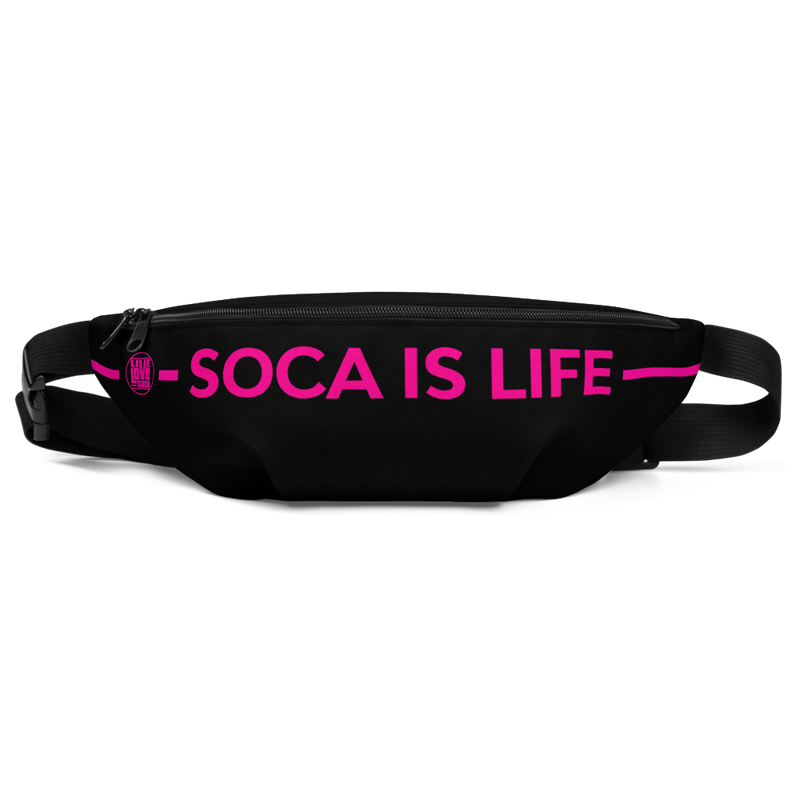 Soca Is Life Black- Pink Waist Bag - Live Love Soca Clothing & Accessories