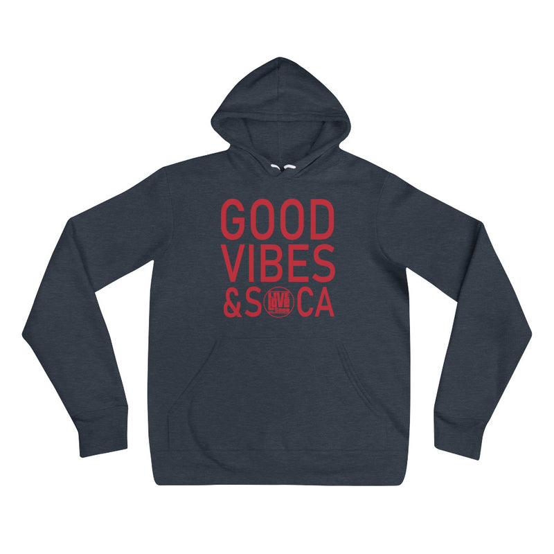 Good Vibes & Soca Blue Womens Hoodie - Live Love Soca Clothing & Accessories