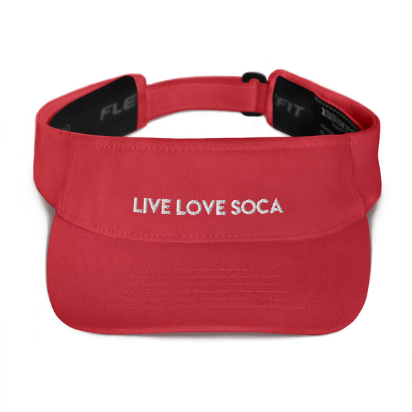 LIVE LOVE SOCA  Red Embroidered Visor - Live Love Soca Clothing & Accessories