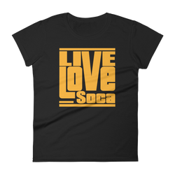 Black Edition Womens T-Shirt - Orange Print - Fitted - Live Love Soca Clothing & Accessories