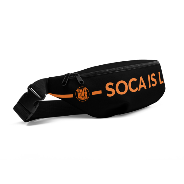 Soca Is Life Black - Orange Waist Bag - Live Love Soca Clothing & Accessories