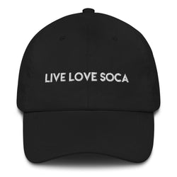 LIVE LOVE SOCA  Black Embroidered Cap - Live Love Soca Clothing & Accessories