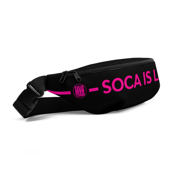 Soca Is Life Black- Pink Waist Bag - Live Love Soca Clothing & Accessories