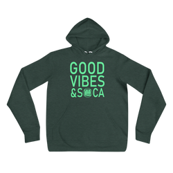 Good Vibes & Soca Green Womens Hoodie - Live Love Soca Clothing & Accessories