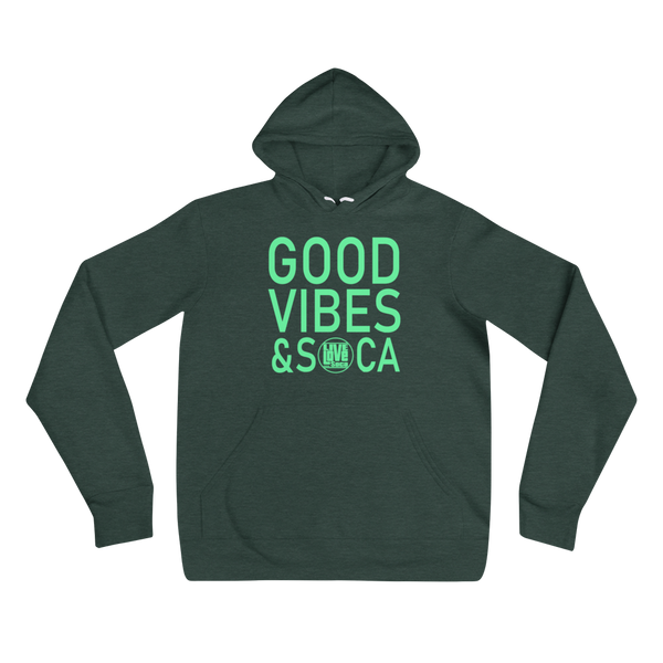 Good Vibes & Soca Green Womens Hoodie - Live Love Soca Clothing & Accessories