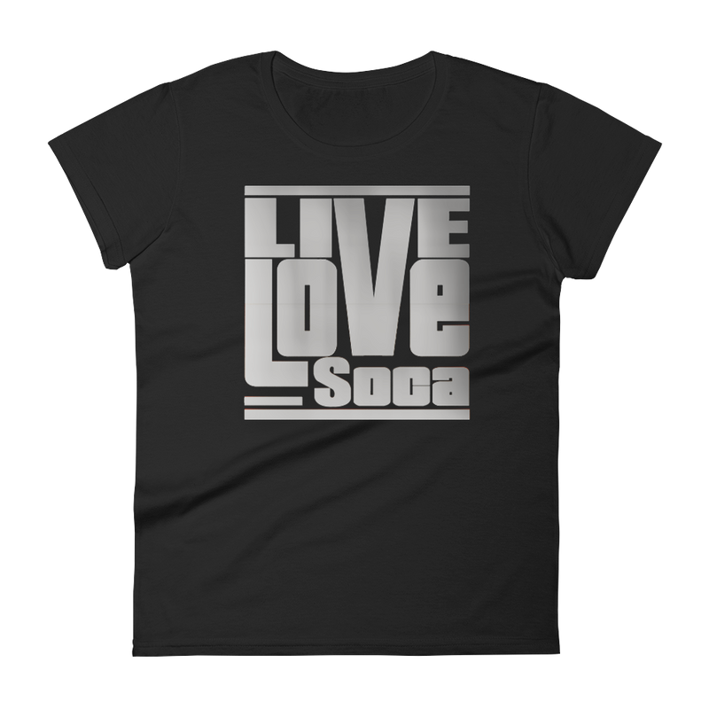 Silver Womens Black T-Shirt -  Fitted - Live Love Soca Clothing & Accessories