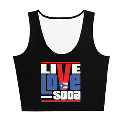 Puerto Rico Islands Edition Black Crop Tank Top - Fitted - Live Love Soca Clothing & Accessories