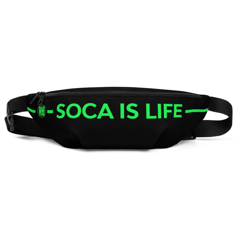 Soca Is Life Black- Lime Green Waist bag - Live Love Soca Clothing & Accessories