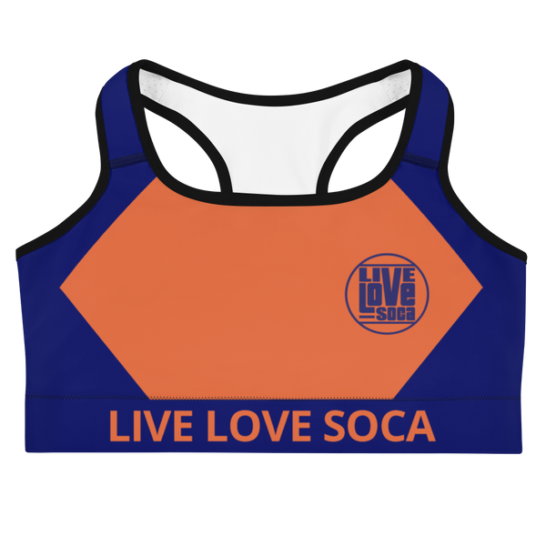 Energy Active Orange-Blue Active Sports Bra - Live Love Soca Clothing & Accessories