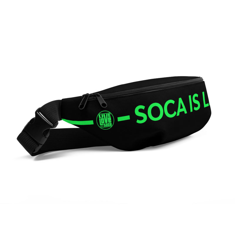Soca Is Life Black- Lime Green Waist bag - Live Love Soca Clothing & Accessories
