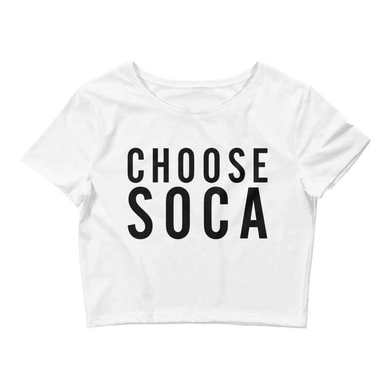 Endless Summer Choose Soca Womens White Crop Tee - Fitted - Live Love Soca Clothing & Accessories