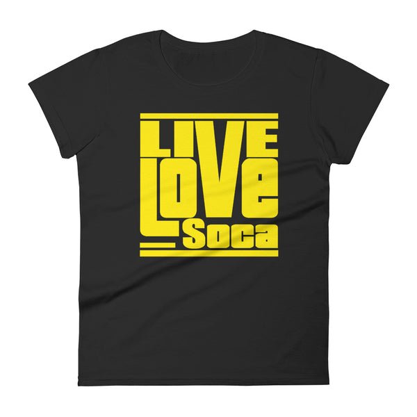 Black Edition Womens T-Shirt - Yellow Print - Fitted - Live Love Soca Clothing & Accessories