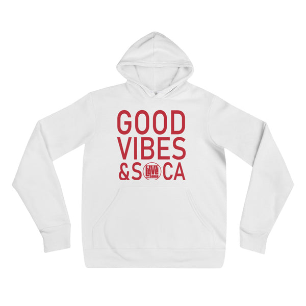 Good Vibes & Soca White Womens hoodie - Live Love Soca Clothing & Accessories