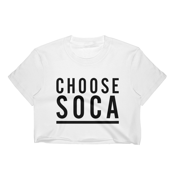 Choose Soca - White Womens Crop Top - Live Love Soca Clothing & Accessories