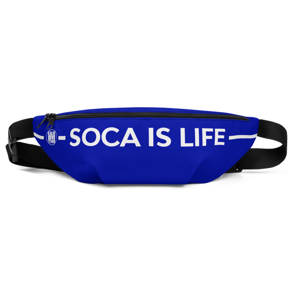 Soca Is Life Blue - White Waist Bag - Live Love Soca Clothing & Accessories