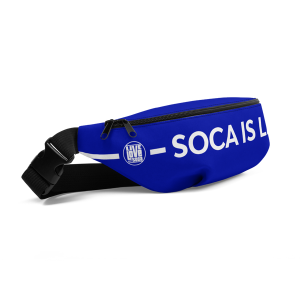 Soca Is Life Blue - White Waist Bag - Live Love Soca Clothing & Accessories
