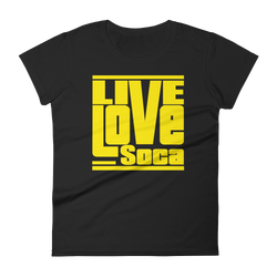 Black Edition Womens T-Shirt - Yellow Print - Fitted - Live Love Soca Clothing & Accessories