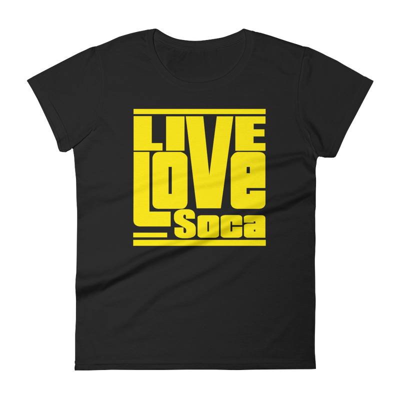 Black Edition Womens T-Shirt - Yellow Print - Fitted - Live Love Soca Clothing & Accessories