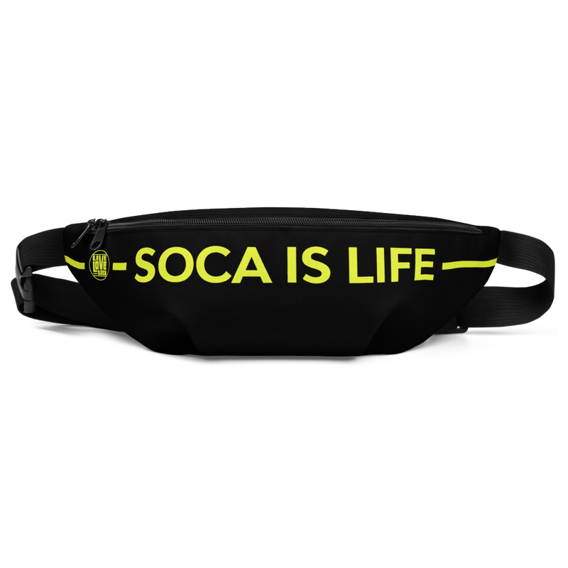 Soca Is Life Black - Neon Yellow Waist Bag - Live Love Soca Clothing & Accessories