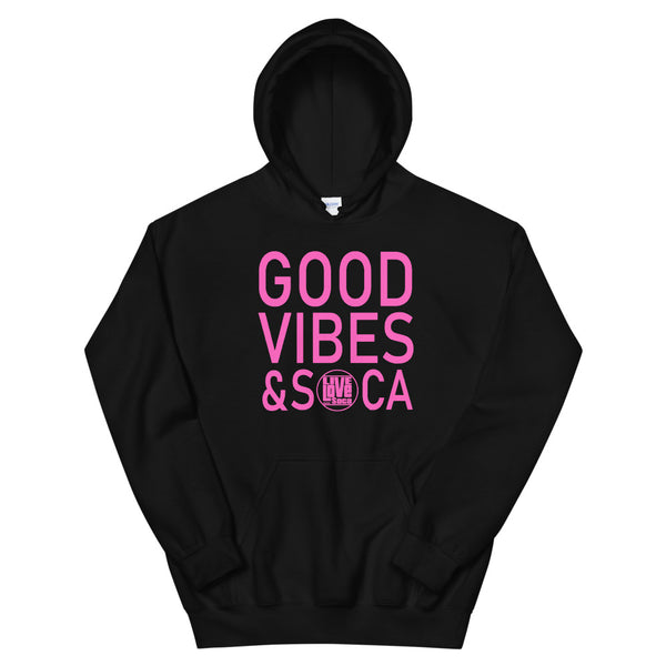 Good Vibes & Soca Womens Black Hoodie - Live Love Soca Clothing & Accessories