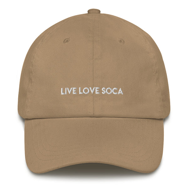 LIVE LOVE SOCA khaki Embroidered Cap - Live Love Soca Clothing & Accessories