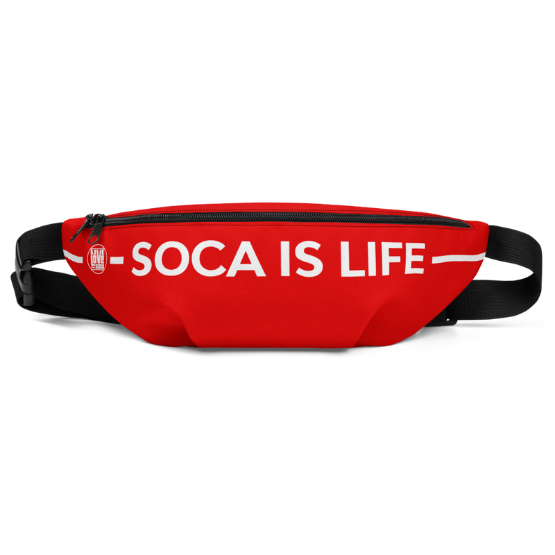 Soca Is Life Red - White Waist Bag - Live Love Soca Clothing & Accessories