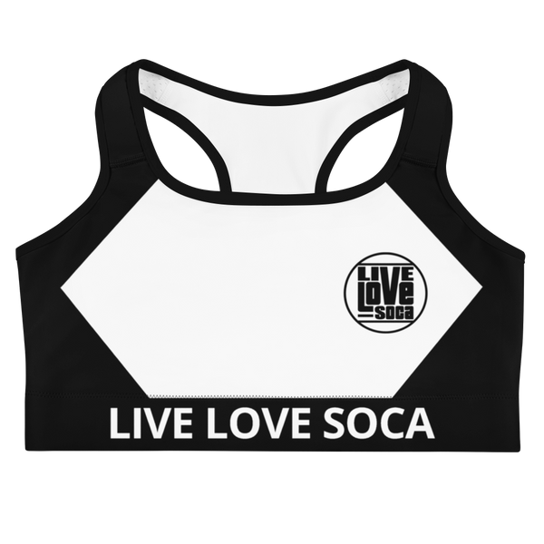 Energy Active Black-White Sports Bra - Live Love Soca Clothing & Accessories