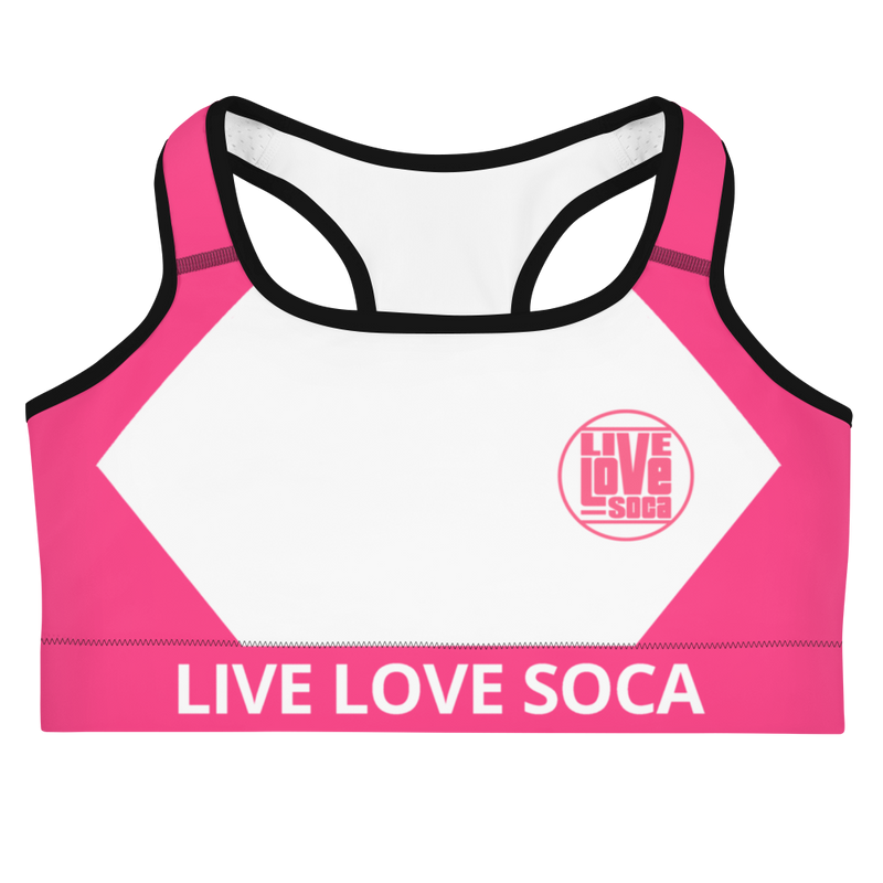 Energy Active Pink-White Sports bra - Live Love Soca Clothing & Accessories