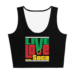 Saint Kitts Islands Edition Black Crop Tank Top- Fitted - Live Love Soca Clothing & Accessories